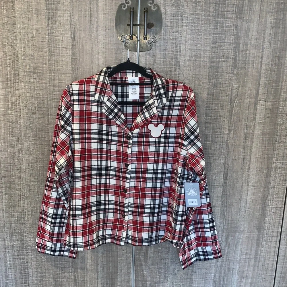 Disney‎ Mickey Mouse Holiday Plaid Pijama Top - Picture 4 of 13